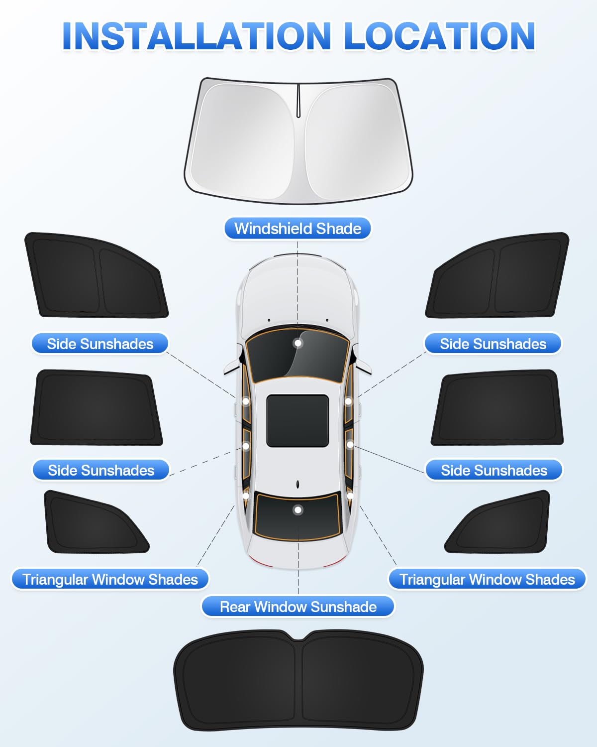 Canvcle Sunshades For Honda Pilot 2016-2022 Accessories Windshield Sun Shade Side Rear Window Shade Cover Sun Visor Shield Priva