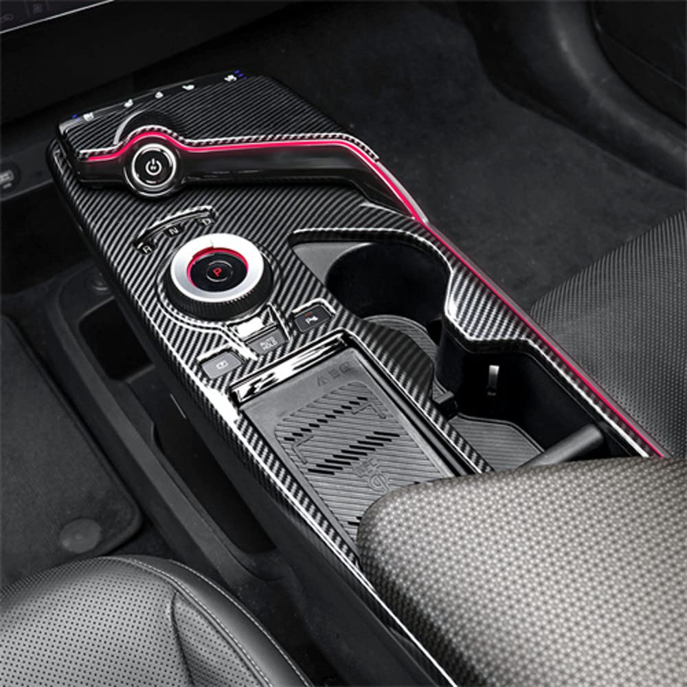 Youtoocar Carbon Fiber Pattern Car Gear Shift Panel Cover Interior Trim Compatible With Kia Ev6 Accessories