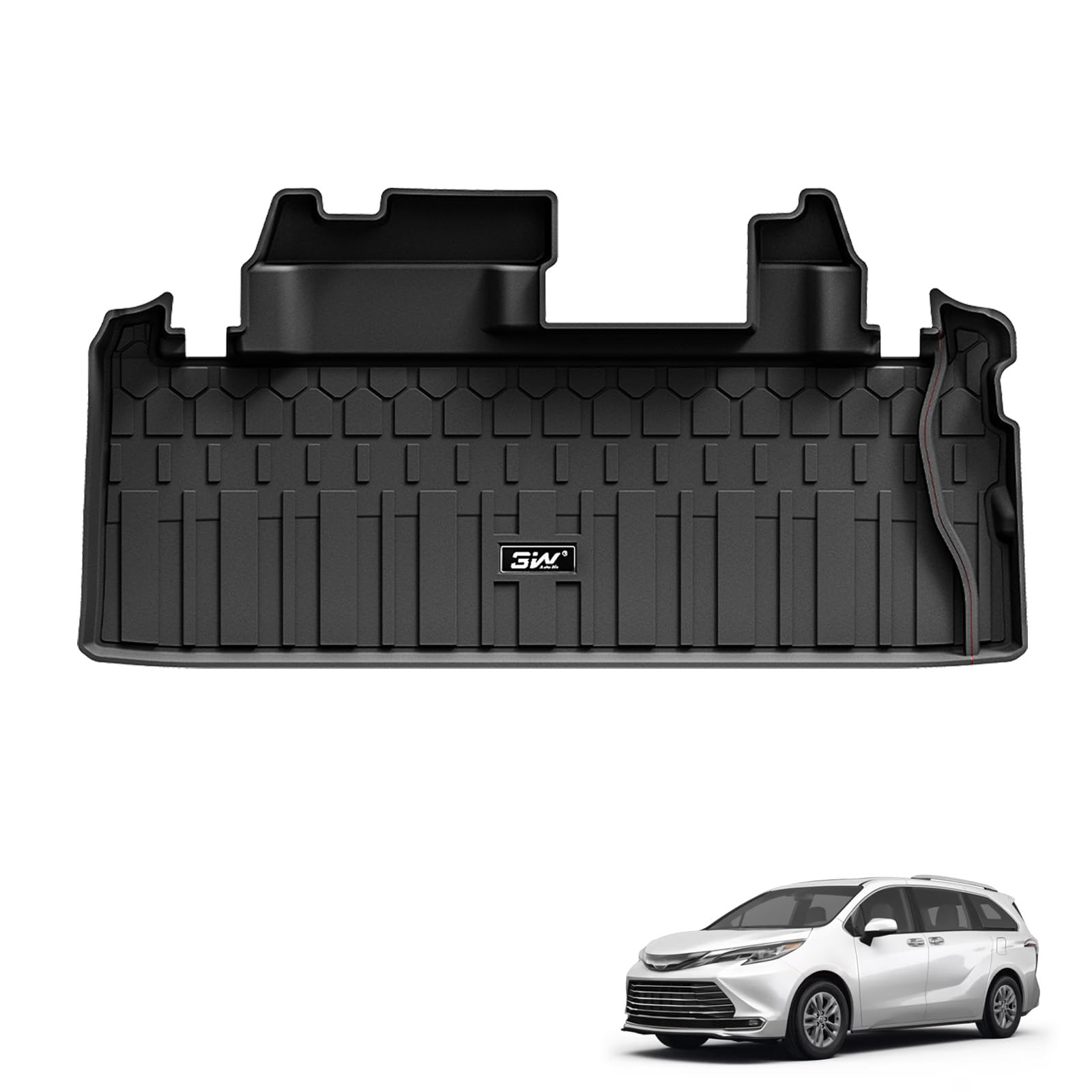 3W Cargo Liner Fit 2021-2024 2025 Toyota Sienna, Tpe All Weather Custom Fit Trunk Mat For Toyota Sienna, Cargo Mat, Black