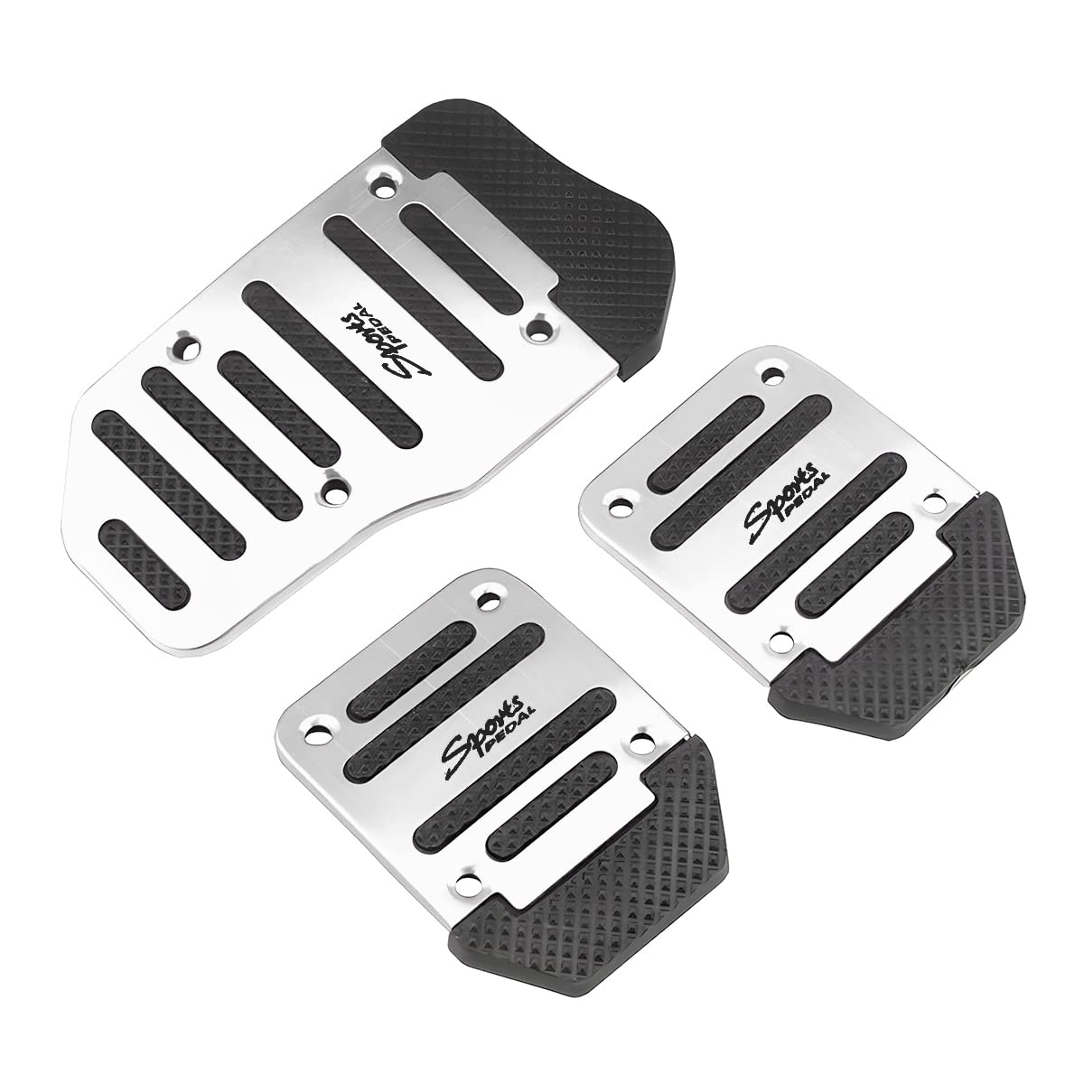 3Pcs Nonslip Car Pedal Pads, Aluminum Auto Manual Transmission Brake Pad Cover, Sports Gas Fuel Petrol Clutch Foot Pedals, Car Replacement Accessories Universal For Car, Suv, Atv (Silver)
