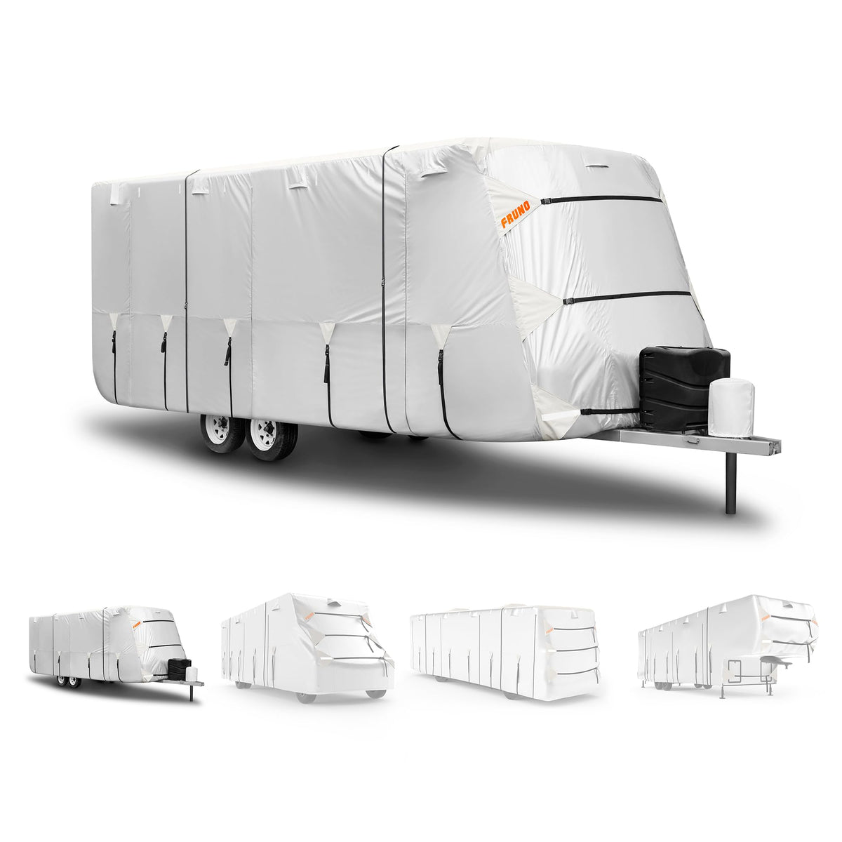 Fruno Oxford Fabric Travel Trailer Cover Rv Cover 24'-27' Waterproof Rip-Resistant Anti-Uv Camper Cover For Winter Snow With Jac