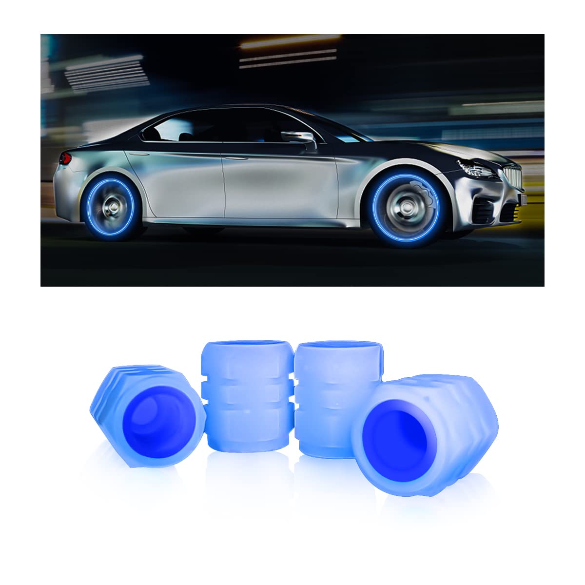 Tire Valve Stem Caps For Car, 4Pcs Noctilucous Tire Air Caps Cover, Illuminated WBCARB0B24NNYWP