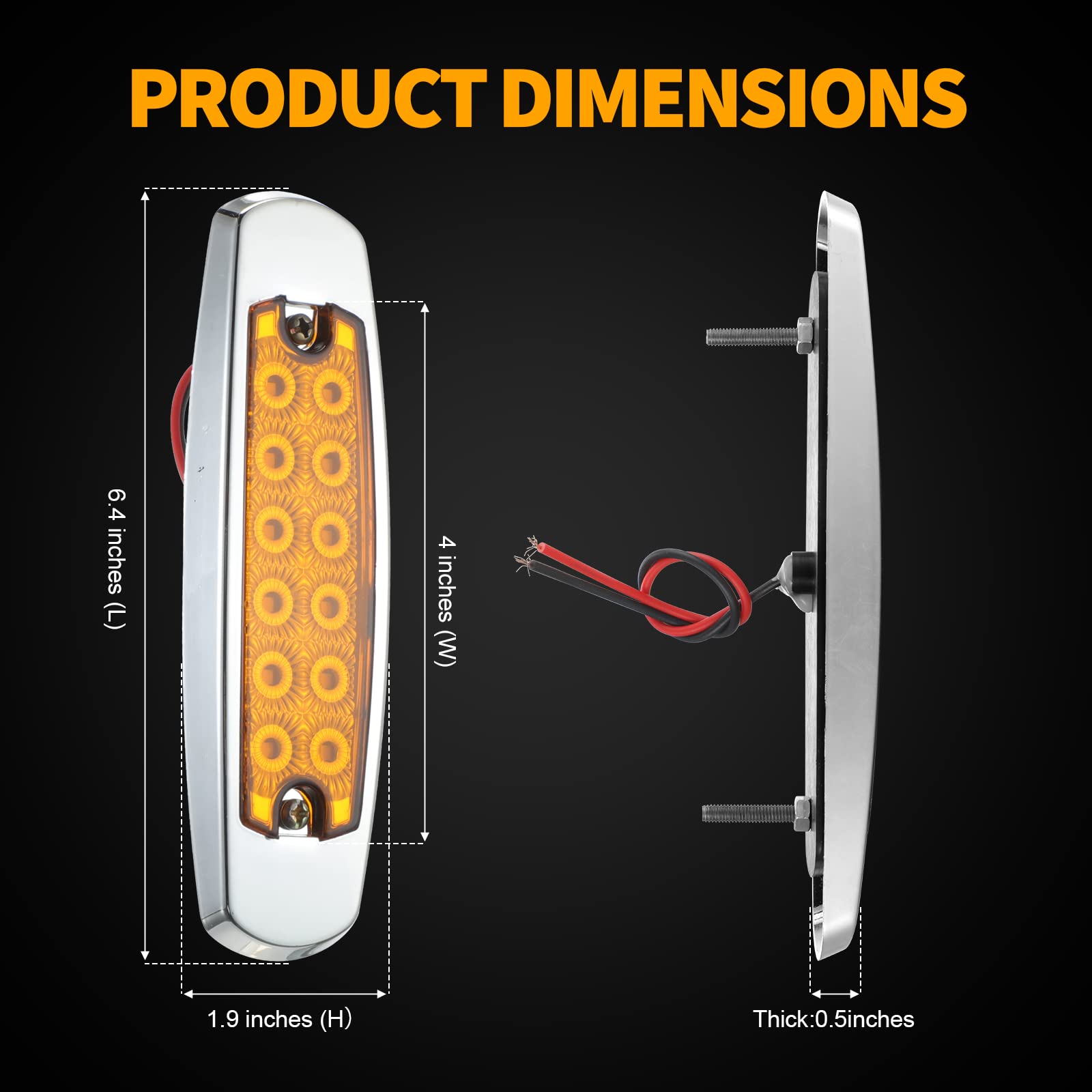 30 Pieces Led Side Marker Clearance Lamp 6.4 Inch Side Marker Lights Front Rear Side Marker Lamp 12 Diodes Trailer Trucks, Cab M