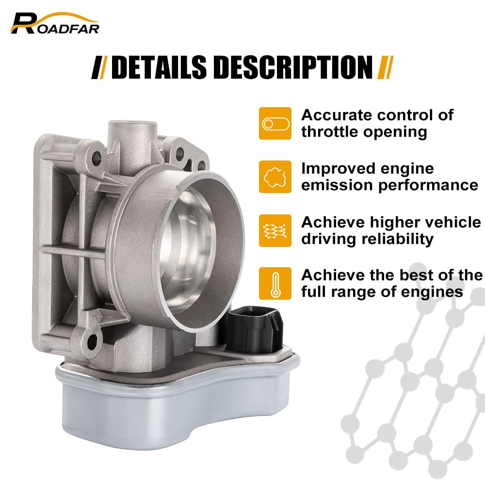 Electric Throttle Body- S20098 Roadfar Fit For Chevy For Malibu 2.2L 2004-2006, For Saturn For Ion 2.2L 2005-2006, For Saturn Fo