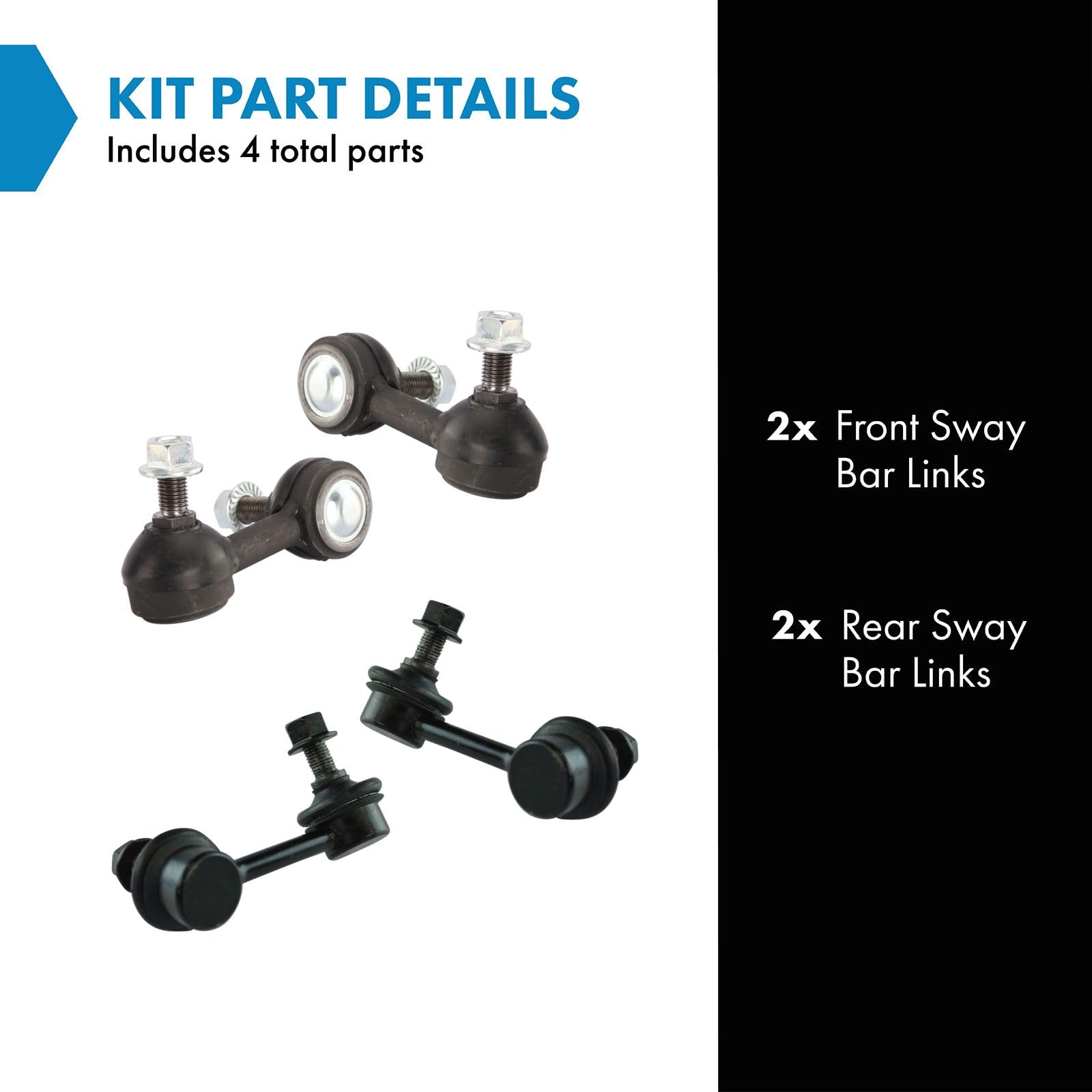 Trq Front & Rear Sway Bar Stabilizer Link Set Compatible With 2006-2011 Honda Civic