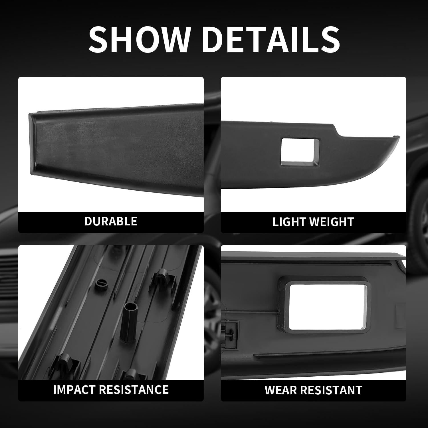 Karpal Rear Rh & Lh Truck Bed Rail Cap Tailgate Spoiler Top Protector Cover Compatible With 2019-2022 Dodge Ram 1500 Replace 682