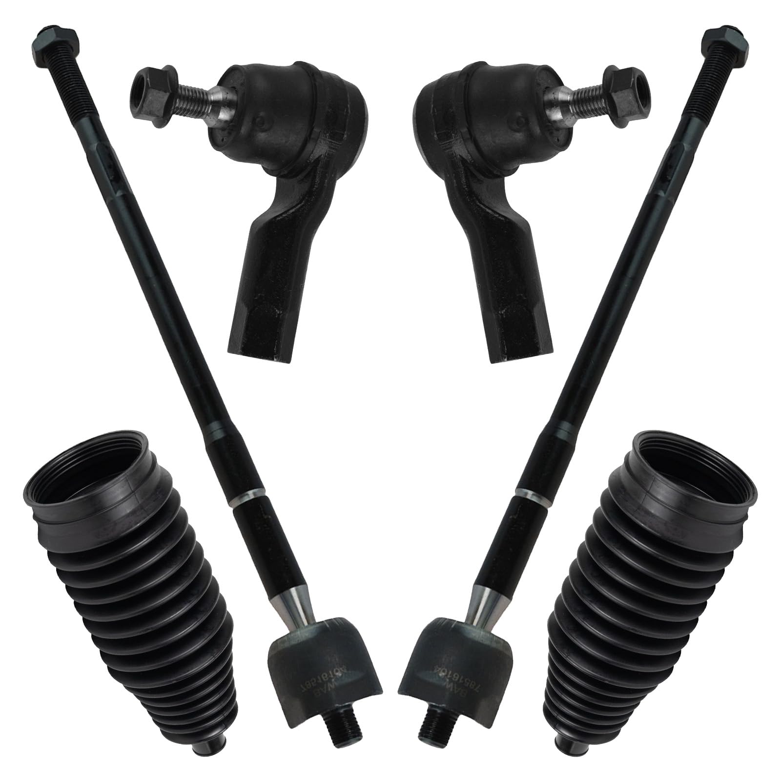 Trq Front Steering Kit Steering Rack & Pinion Bellow Tie Rod Compatible With 2011-2017 Mitsubishi Lancer Mi4520100