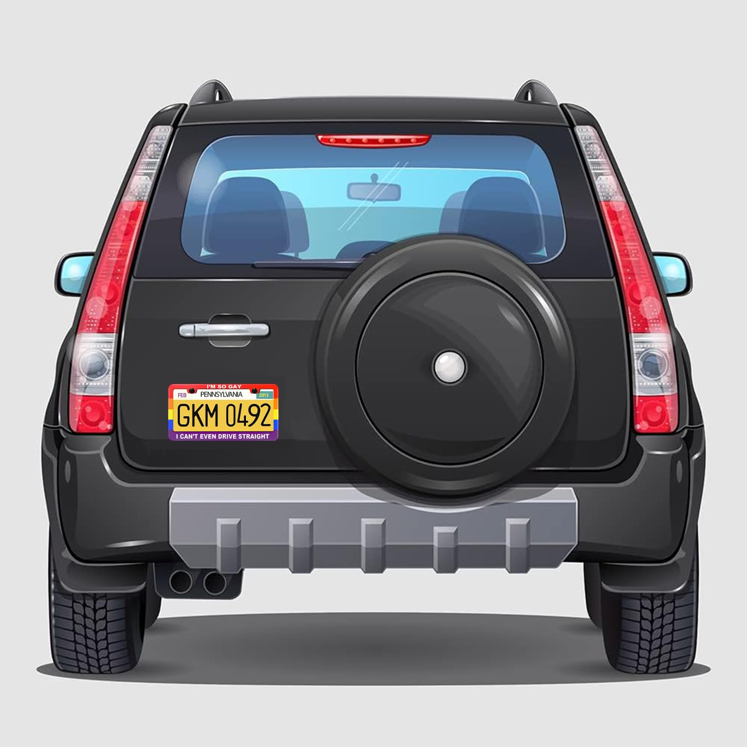 Funny License Plate Frame with Humor Text Gay Pride Rainbow Flag I'm So Gay I Can't Even Drive Straight Aluminum Black Car Cover