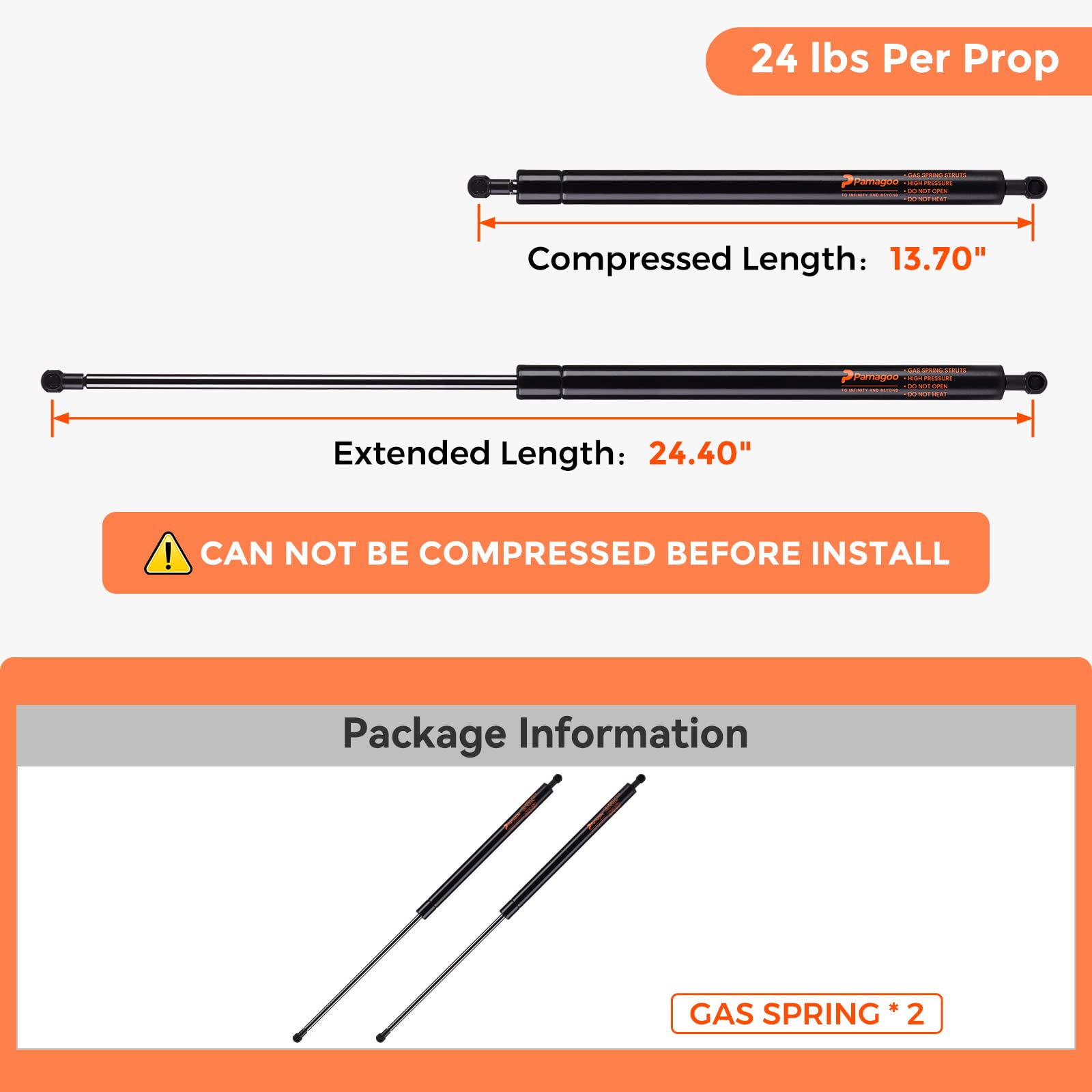 Se244P40S10 24 Inch 40 Lbs Gas Strut Shocks Lift For Rv Side Bay Door Pickup Truck Tonneau Cover Leer Camper Shell Cap Topper Ca