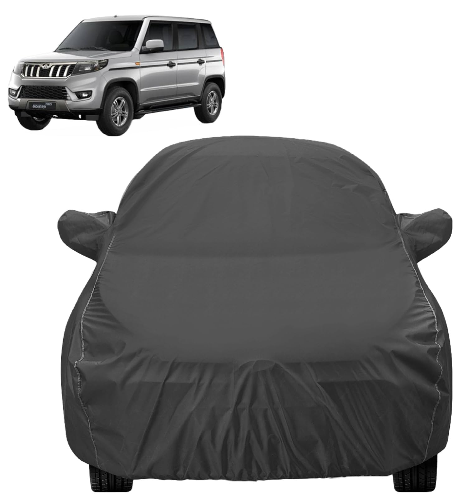 Auto Hub Car Cover Compatible with Mahindra Bolero Neo with Mirror Pocket, Dustproof, Heat Resistant, Triple Stitched, Bolero Ne