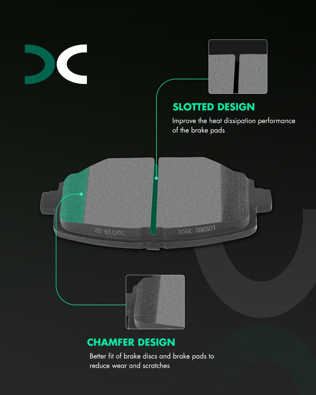 Scitoo Ceramic Pads, 4Pcs Rear Brake Pads Brakes Kits Fit For 12-16 For Chrysler Town & Country,12- For Dodge Grand Caravan,12-1