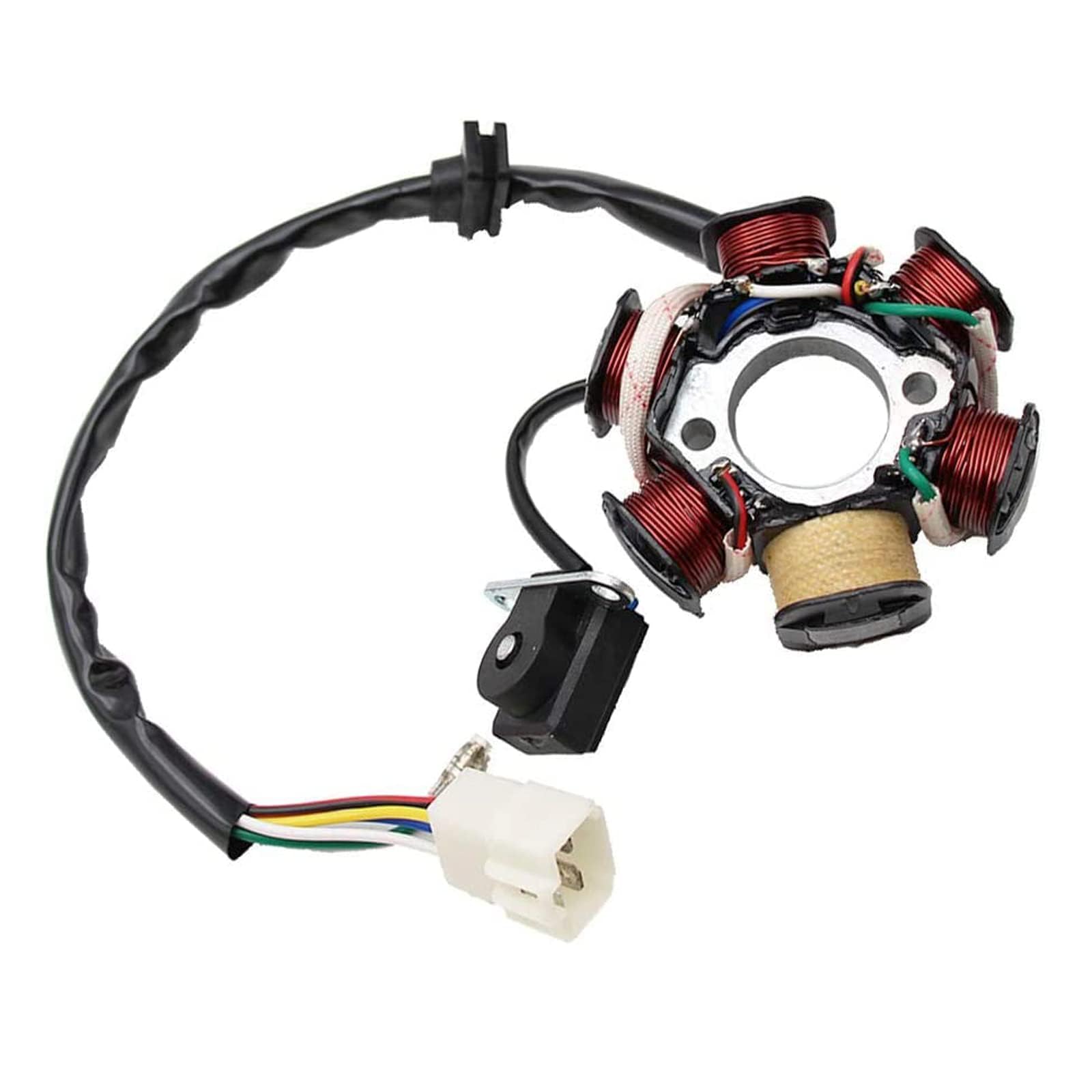 Pro Bat 6 Coils 5 Wires Stator Magneto Atv Magneto Stator Plate With Male Plug For 50Cc 70Cc 90Cc 110Cc 125Cc Engine Chinese Scooter Dirt Bike Taotao Sunl Roketa