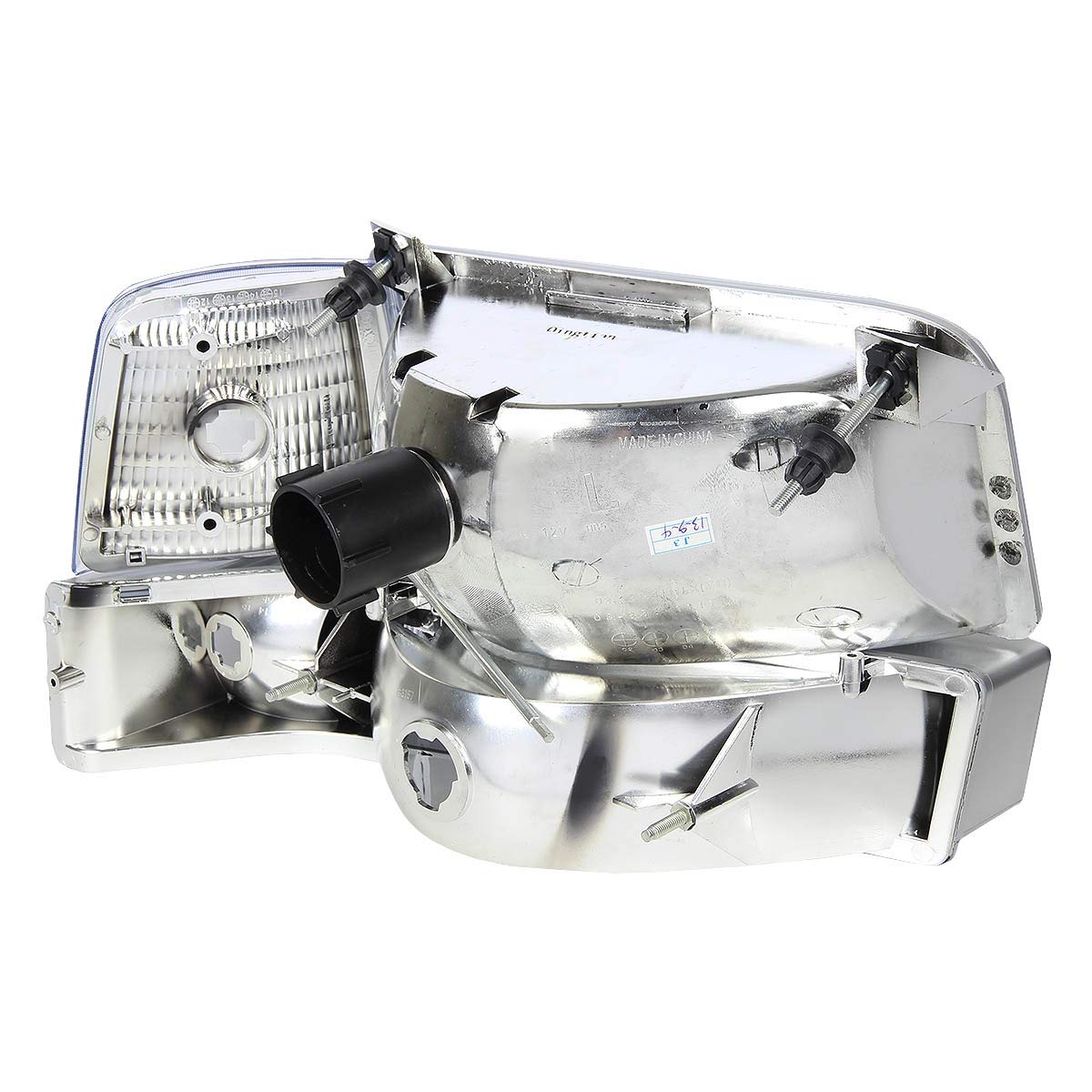 Dna Motoring Hl-Oh-F15092-6P-Ch-Am Chrome Amber Headlights Replacement Compatible With 92-96 F150 F250 F350/Bronco