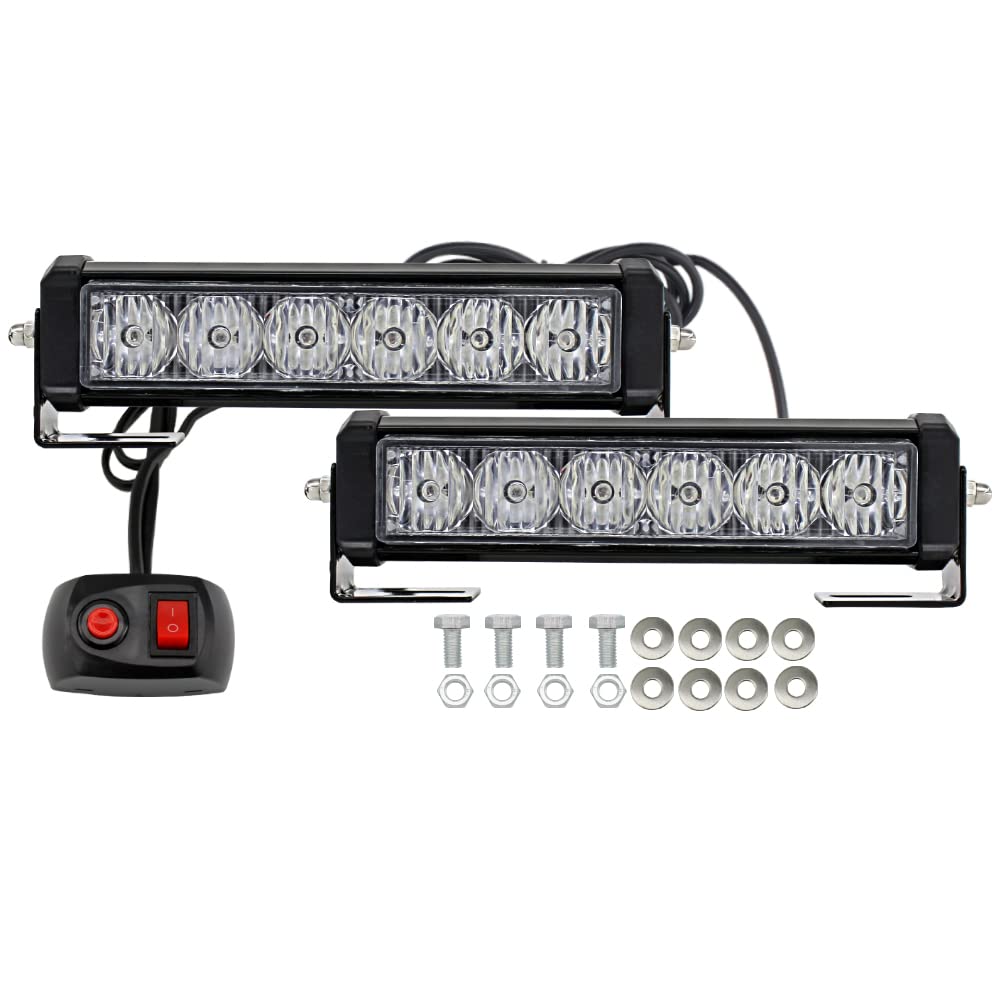 Led Emergency Strobe Lights Bar 2Pcs Red Yellow Double Color Warning Police Grille Lights Bar Surface Mount Fit For Motorcycle P