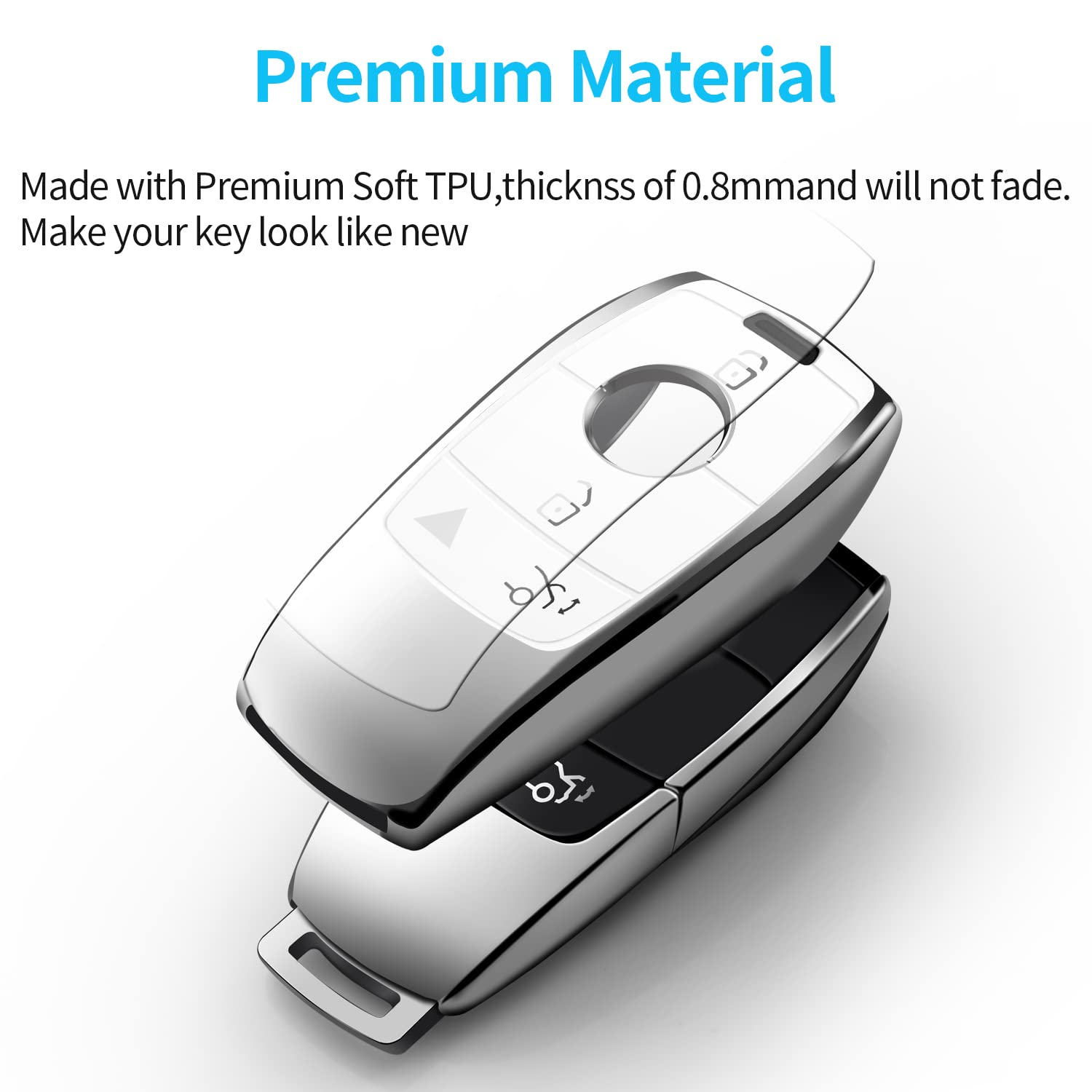 Tukellen For Mercedes Benz Key Fob Cover,Special Soft Tpu Key Case Protector Compatible With 2017-2021 E-Class 2018-2021 S-Class