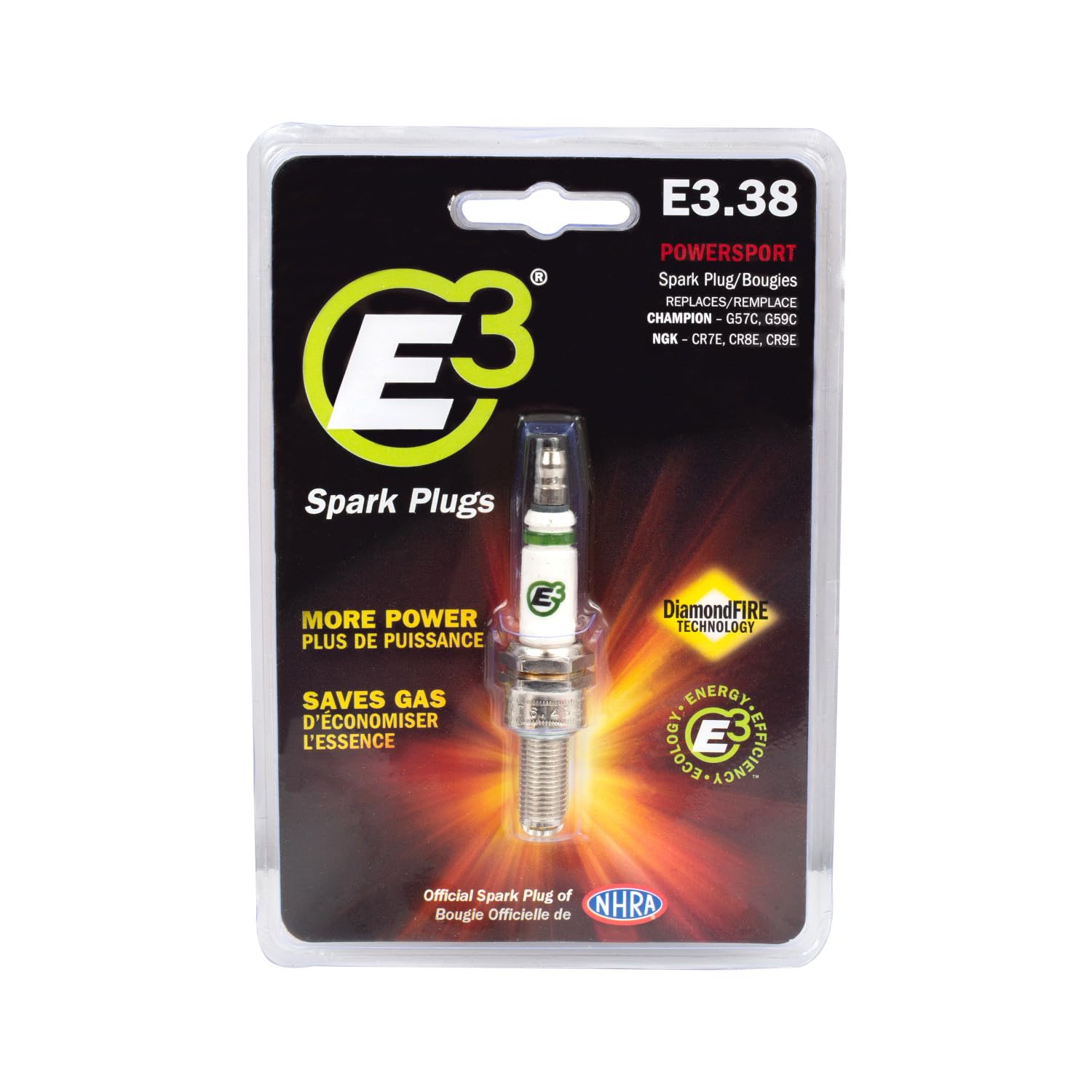 E3 Spark Plugs E3.38 Premium Powersports Spark Plug W/Diamondfire Technology (Pack Of 1)