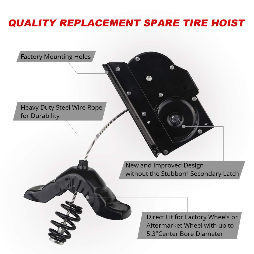 WMPHE Spare Tire Hoist Compatible with 1997-2003 Ford F150 F250 Heritage Lobo 2002 Lincoln Blackwood Spare Tire Winch Carrier Re