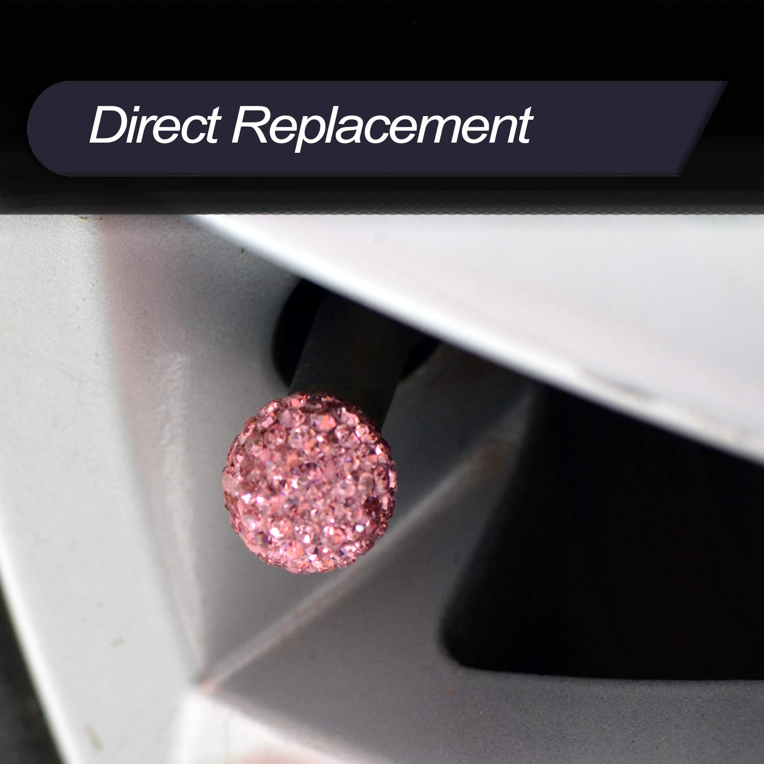 Car Wheel Tire Valve Caps, 4 Pack Crystal Rhinestone Car Tire Wheel Valve Stem Air Caps for Car Tire Accessories Universal for C