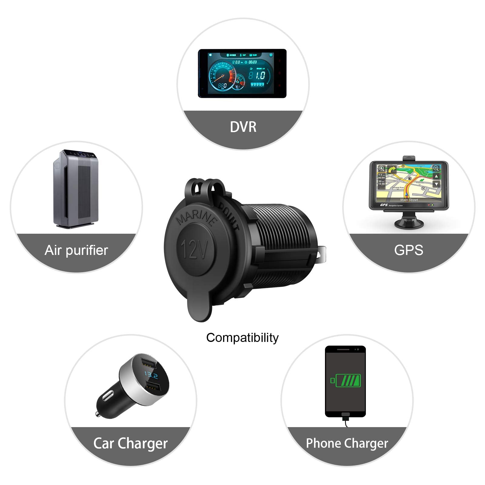 Cigarette Lighter Socket Car Marine Motorcycle Atv Rv Lighter Socket Power Outlet Socket Receptacle 12V Waterproof Plug By Zhsms