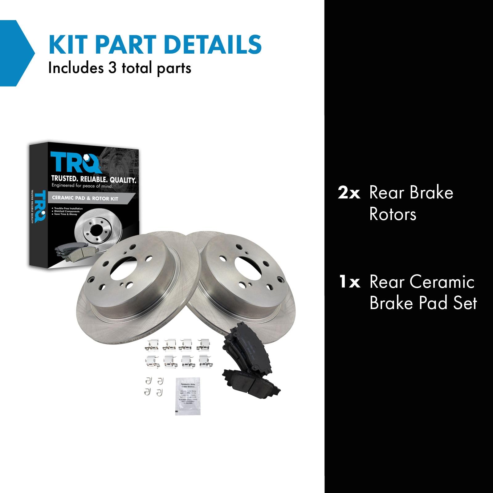 Trq Rear Brake Pad & Rotor Kit Brake Pads Brake Rotor Ceramic Compatible With 2016-2019 Toyota Mirai 2012-2017 Prius V