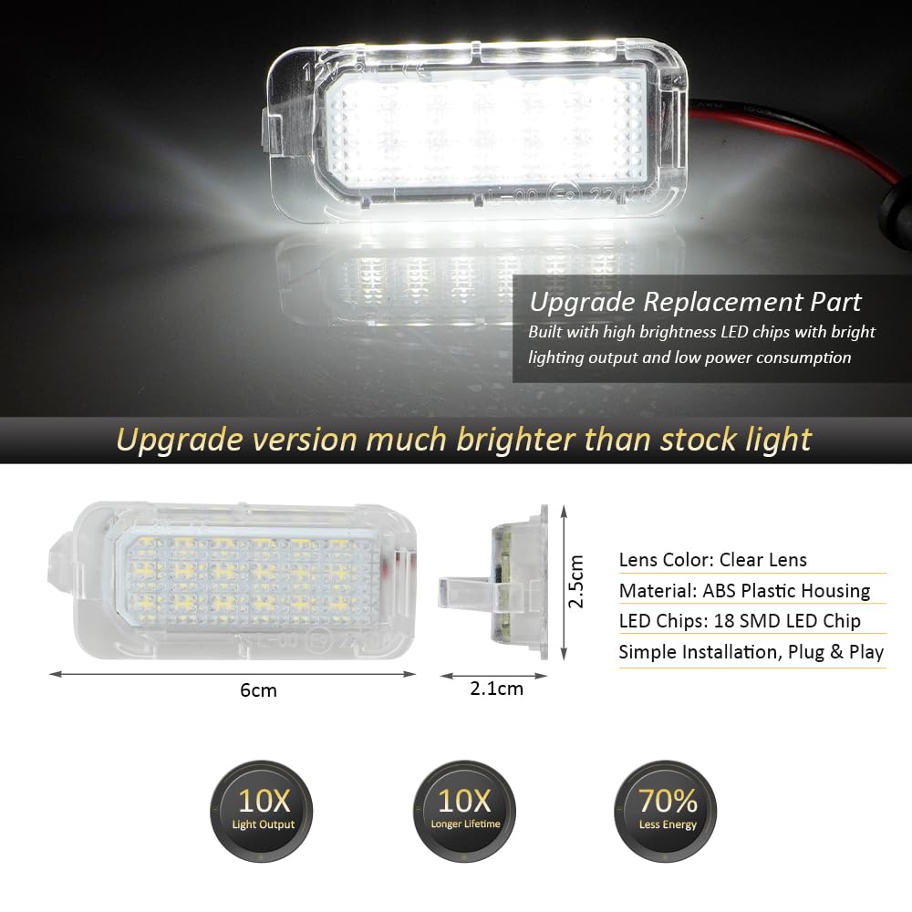 D-Lumina Led License Plate Light Tag Lamp Assembly For Fo-Rd Explorer Expedition Fusion Escape Fiesta Lincoln Mkc, Powered By 18