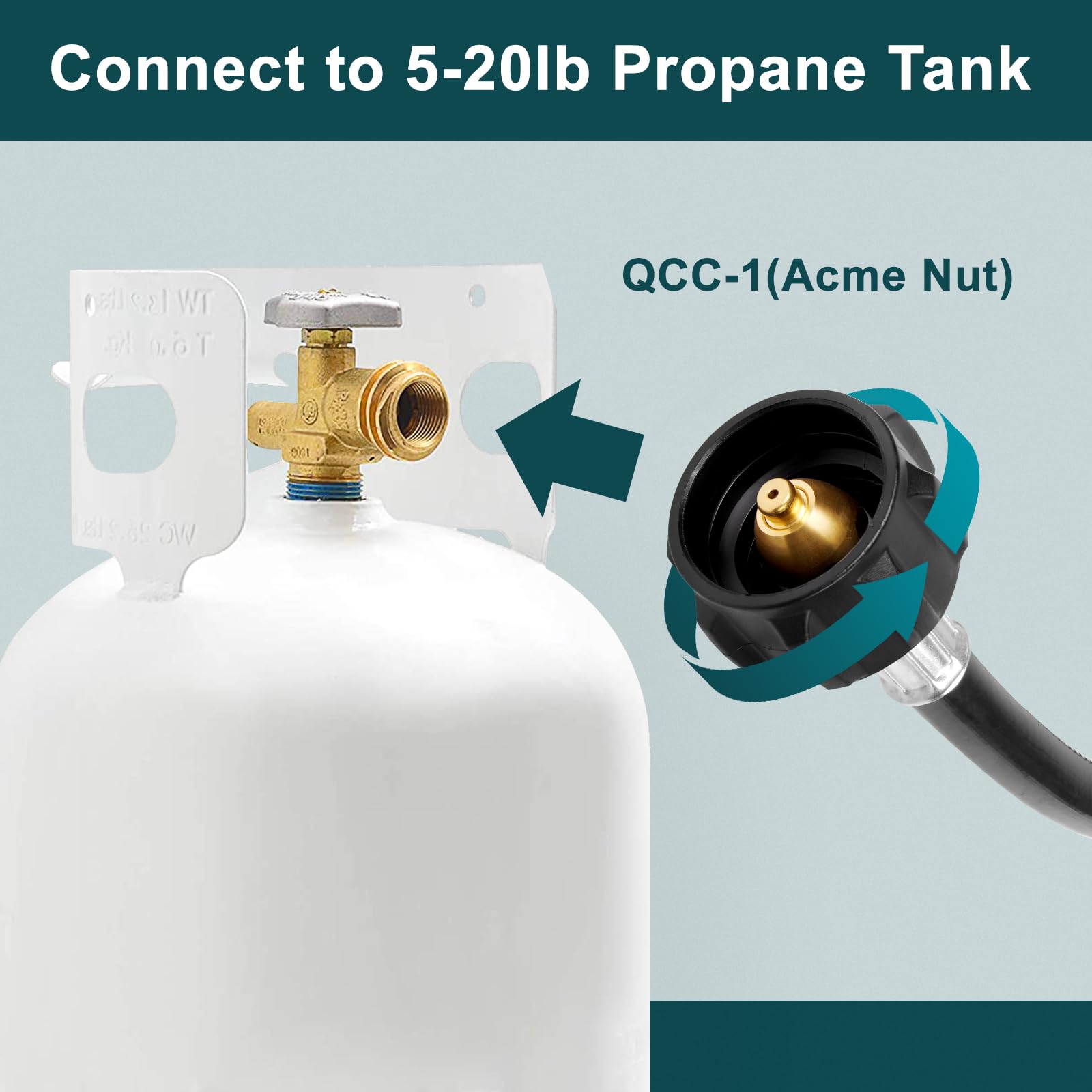 Gaspro 15 Inch Rv Propane Hose With 1/4 '' Male Inverted, Camper Propane Hose Replacement For 2-Stage Auto Changeover Regulator,