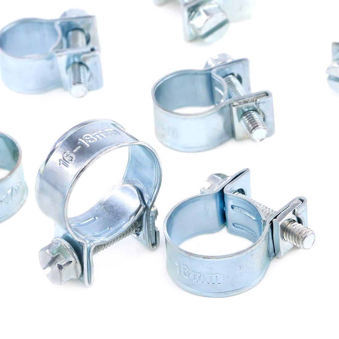 Swpeet 92Pcs 10 Sizes Zinc Plated Mini Fuel Injection Line Style Hose Clamp Assortment Kit Perfect for Automotive, Agriculture,