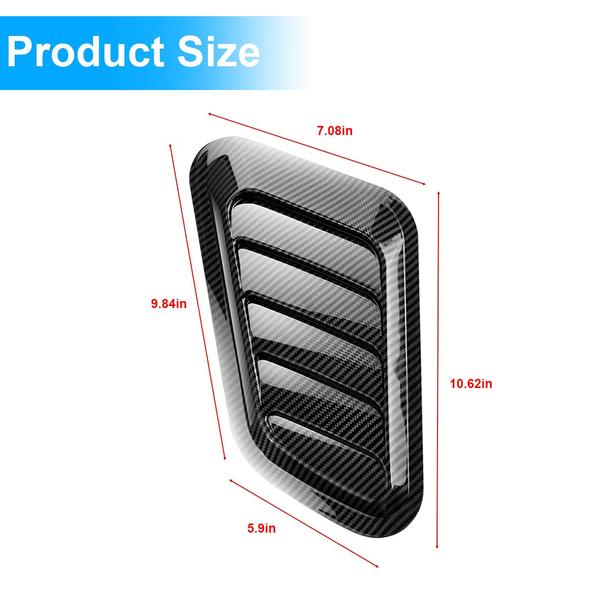 Blilo Car Hood Vents, 2Pcs Universal Hood Air Vents For Car Hood Scoop, Bonnet Vent Hood Air Intake Trim Cover (Carbon Fiber)