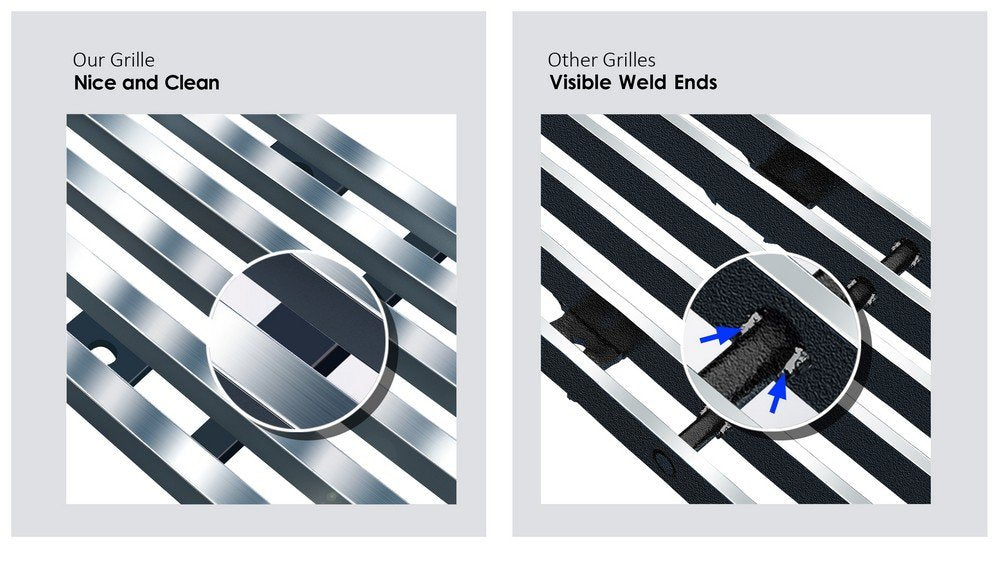 Aps Premium Stainless Steel Polished Chrome 8X6 Horizontal Billet Grille Insert Compatible With Ford F-150 2009-2014 Combo N19-S