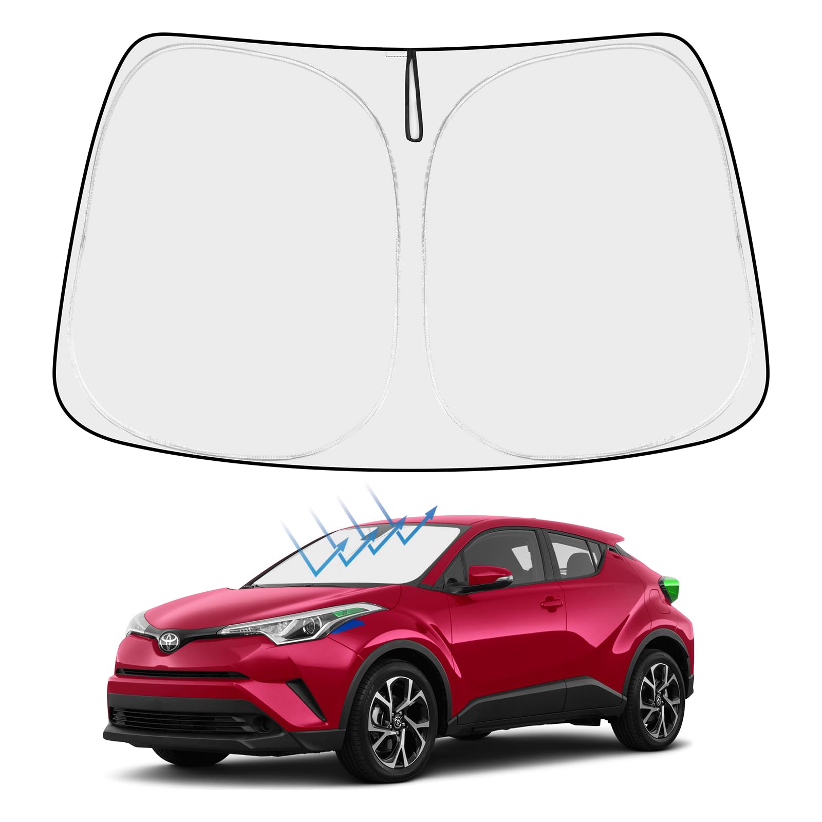 Proadsy Front Windshield Sun Shade Foldable Sunshade Protector Custom Fit 2018-2024 2025 Toyota CH-R C-HR CHR, XLE Premium CUV W