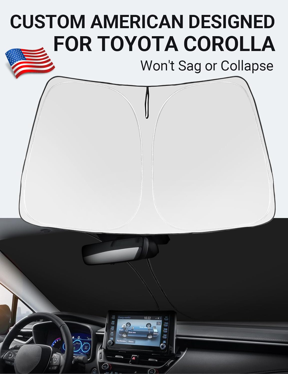 Proadsy 2025 Upgrade Front Windshield Sunshade Foldable Sun Shade Protector Custom Fit 2019-2024 2025 Toyota Corolla Se Xse L Le