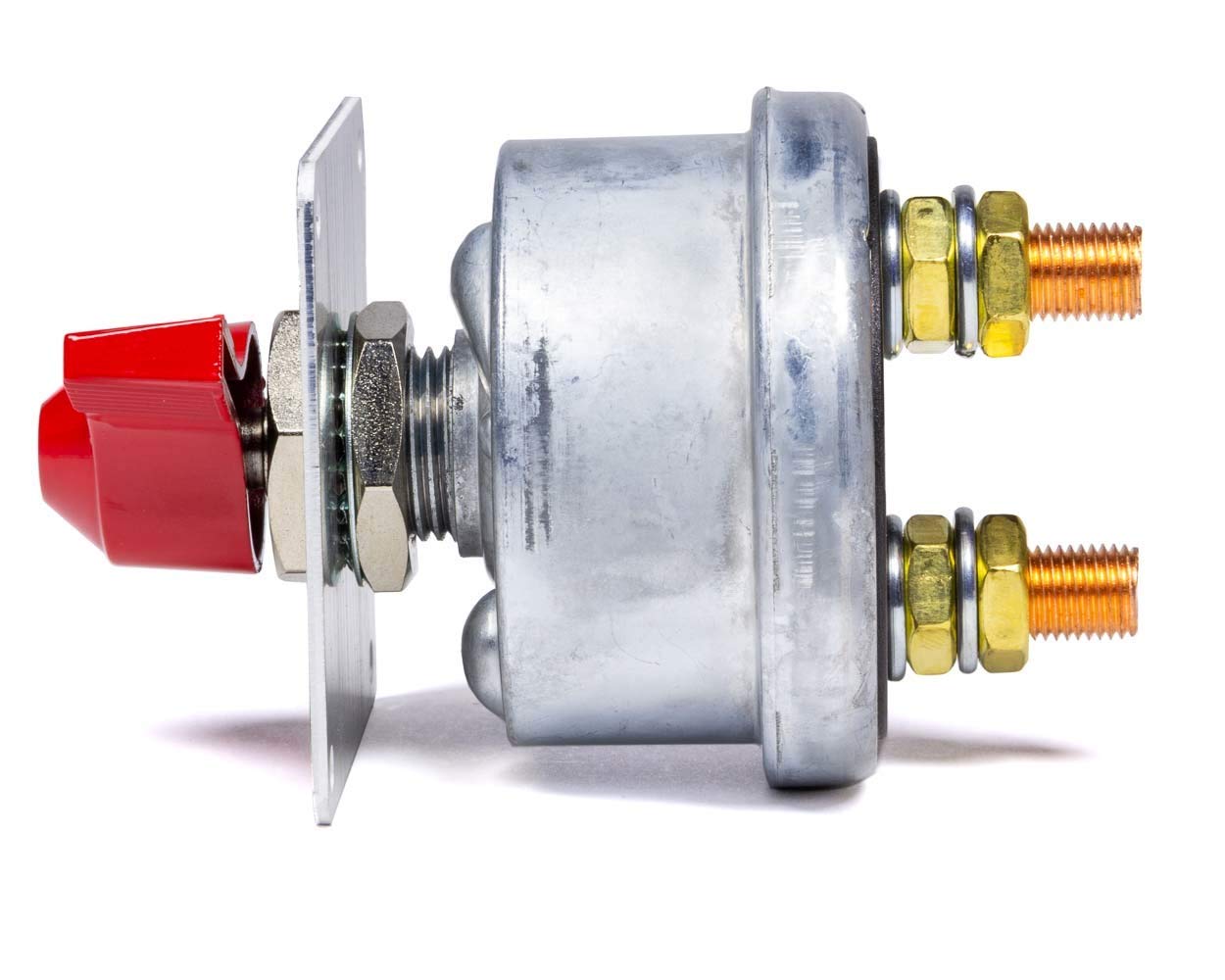 QuickCar Racing Products 55-010 Red 2-1/2'' High x 2-1/2'' Wide Handle Battery Master Disconnect Switch with Black Mounting Pane
