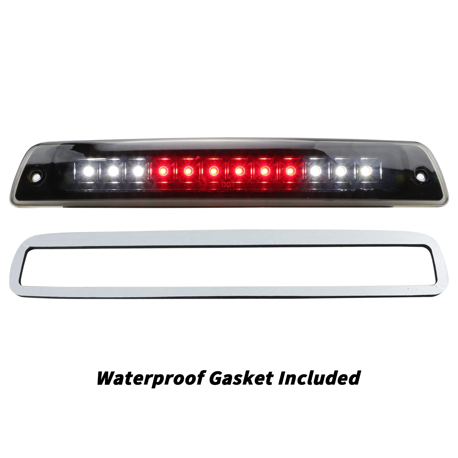 Tresound For 1994-2001 Dodge Ram 1500/2500/3500 Third 3Rd Led Brake Light Cargo Lamp High Mount Brake Light Replacement (Black+ Smoke Lens)