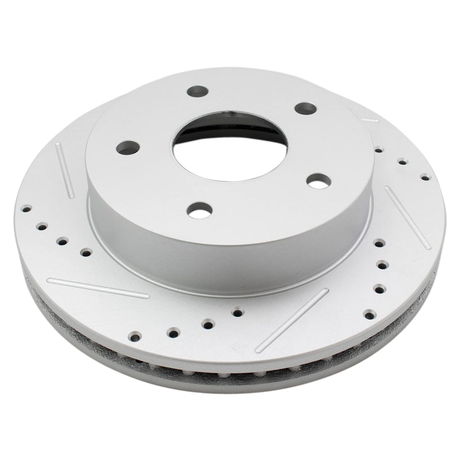 Trq Front Performance Brake Rotors Set Premium G-Coated Cross Drilled & Slotted Compatible With 2000-2001 Dodge Ram 1500