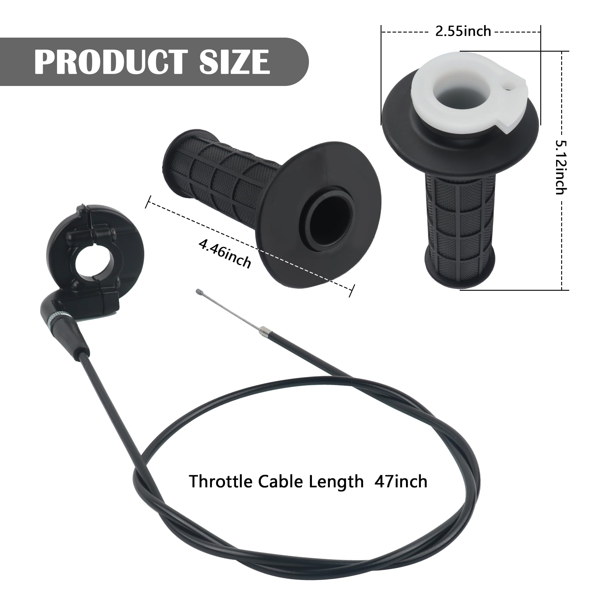 Ihotder Throttle Cable Kit,Motorcycle Handlebar Grips With Twist Throttle & 47' Throttle Cables,Universal Bike Throttle Assembly Compatible With 7/8' 110-250Cc Motorcycle Bike Atv