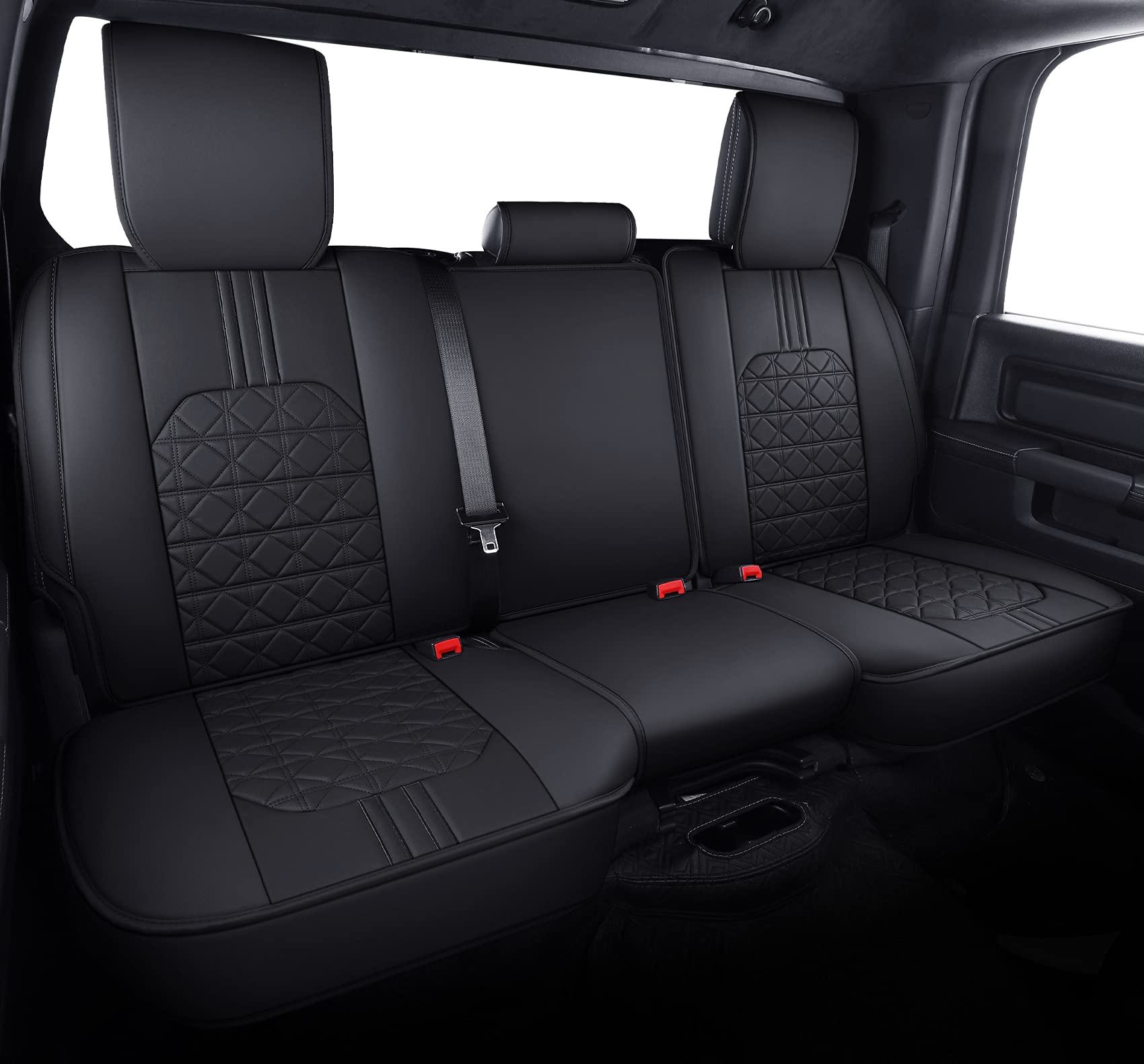 Yiertai Rear Seat Covers For Ram 2009-2023 2024 1500Hd 2010-2024 2500 3500Hd Pickup Crew Double Cab Quad Cab Waterproof Faux Lea