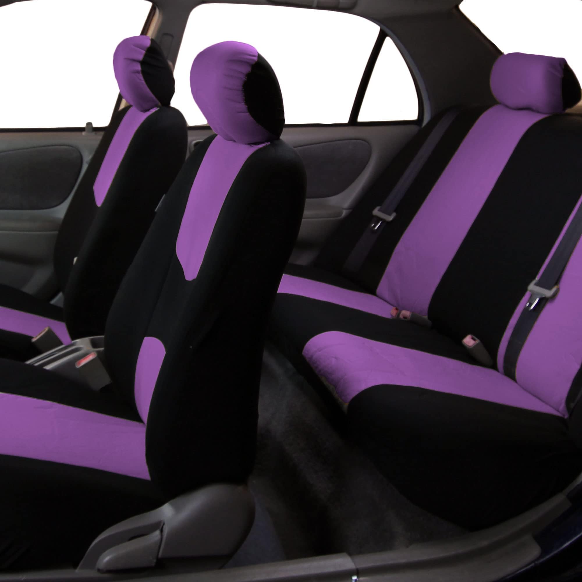 Fh Group Automotive Seat Covers Flat Cloth Full Set Purple Car Seat Covers, Rear Solid Bench Universal Fit And Car Seat Protecto
