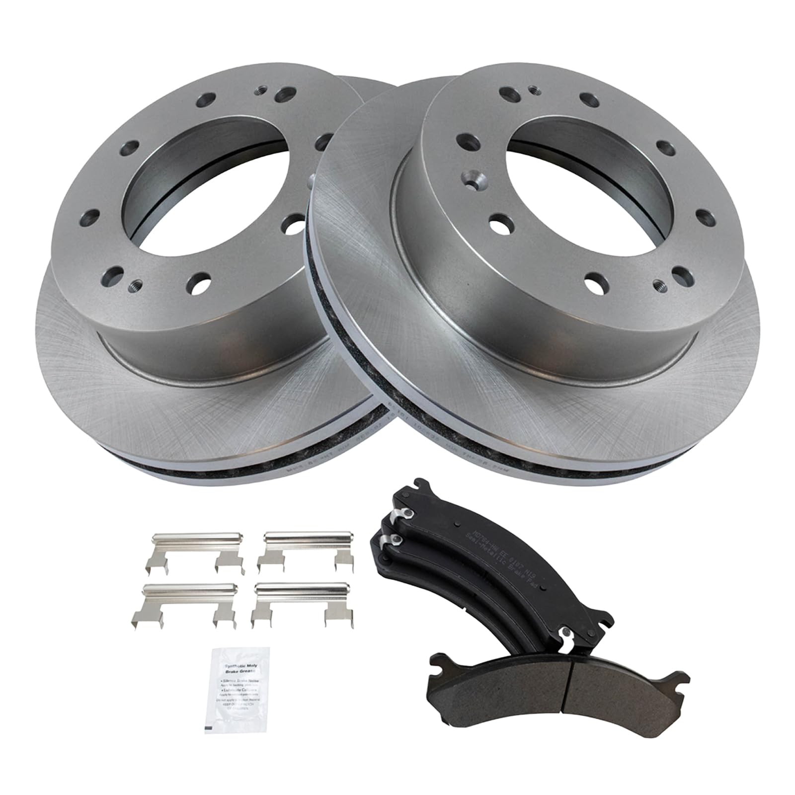 Trq Front Brake Pad & Rotor Kit Brake Pads Brake Rotor Semi-Metallic Compatible With 2011-2013 Gmc Sierra 3500 Hd