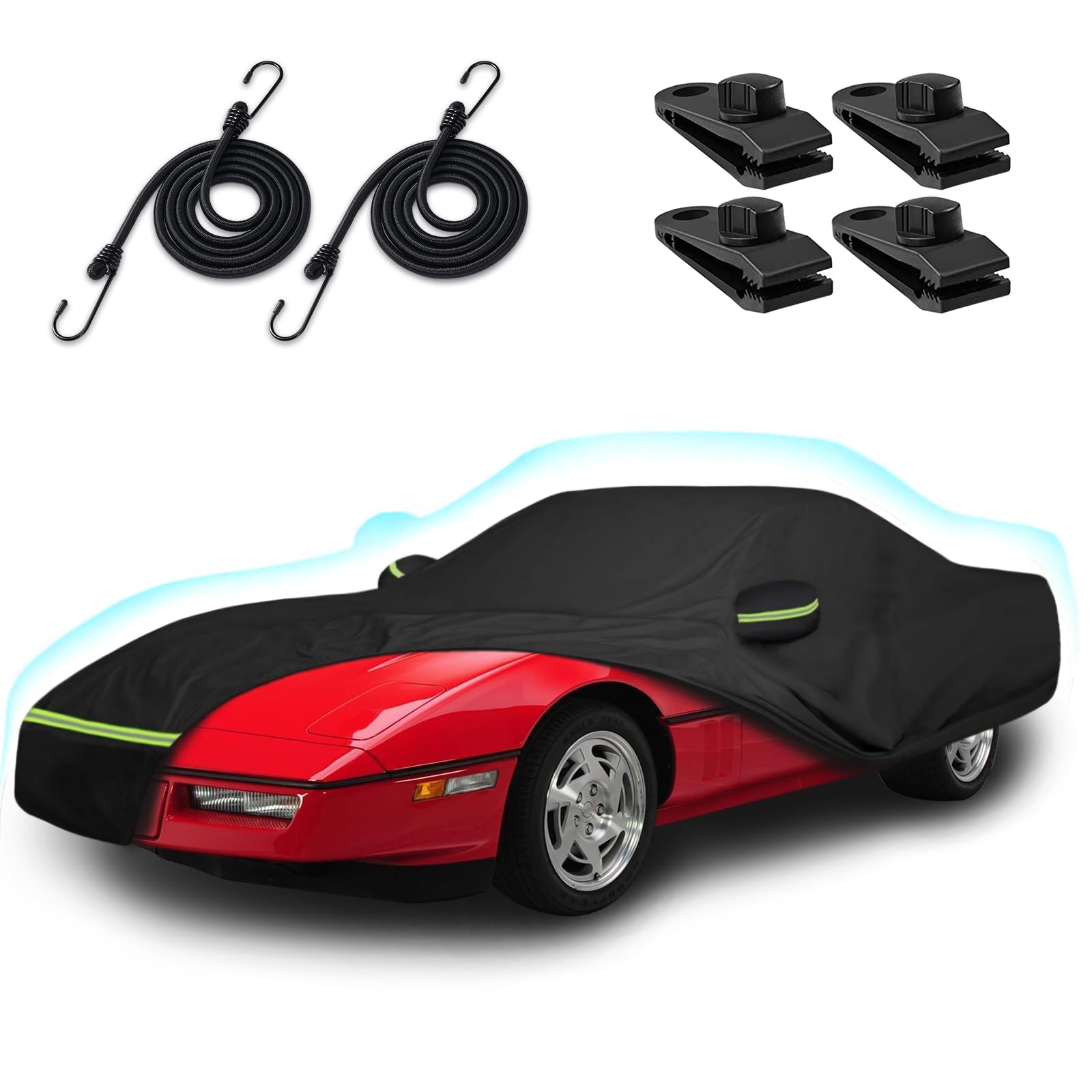 Car Covers For 1984-1996 Corvette C4, 6 Layers 210T Waterproof All Weather Rain Sun Uv Protection Outdoor Full C4 Car Cover With