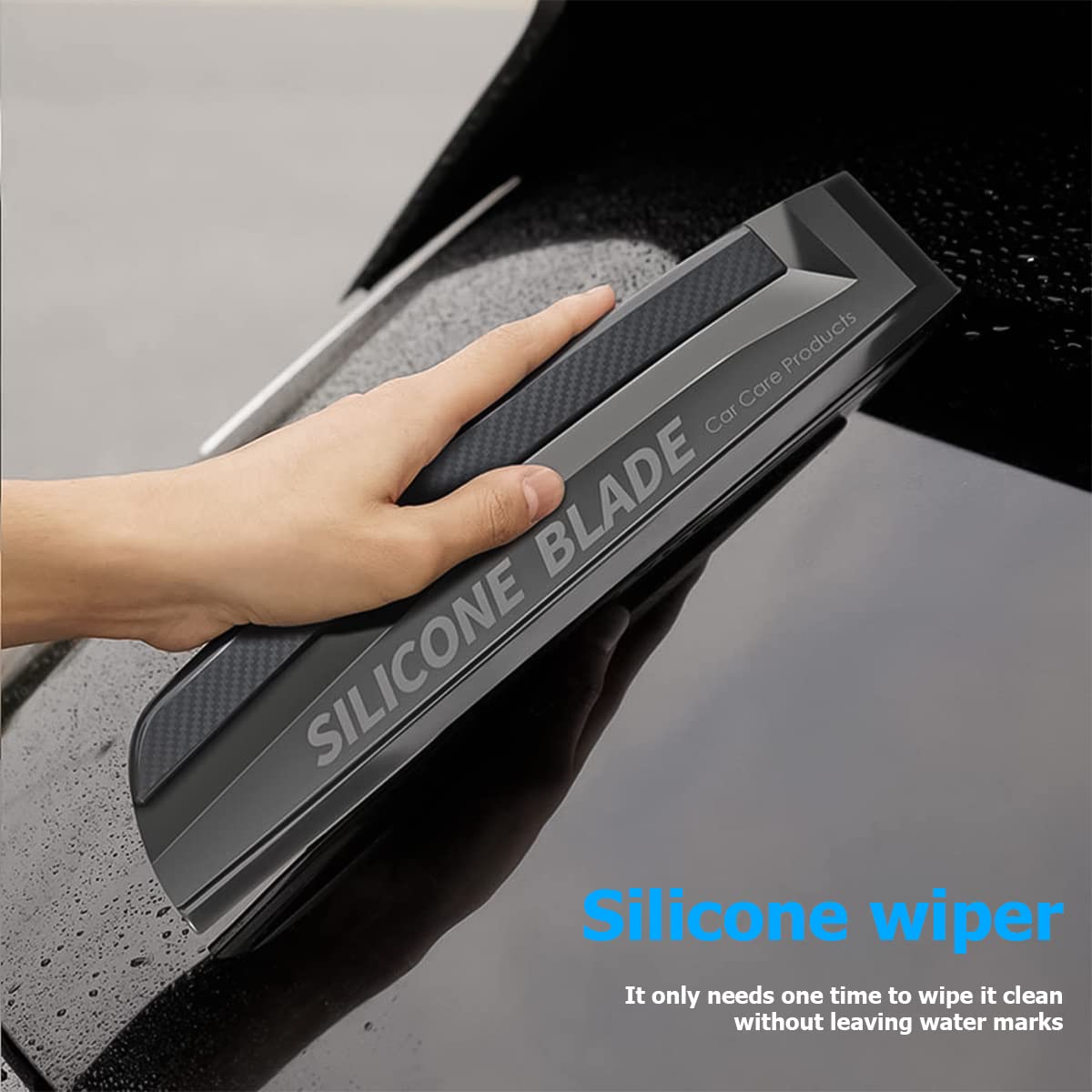 Moioee Car Window Squeegee, Soft Silicone Blade For Cleaning Water, Professional One-Piece Auto Glass Water Wiper, 11.8 Inches Water Scraper Cleaner For Shower Doors Mirror, Home Drying Use