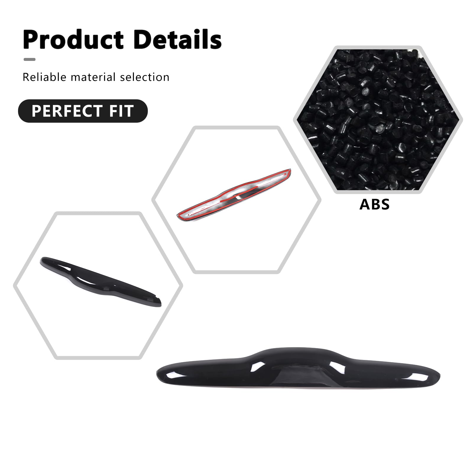 Happyhorse Car Trunk Tailgate Handle Compatible With Fiat 500/500 Abarth 2010-2024,Car Trunk Door Handle, Trunk Open Handle Protective Cover Accessories (Piano Black)