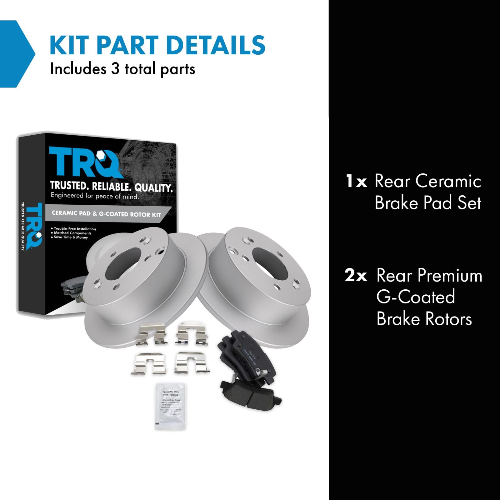Trq Rear Brake Pad & Rotor Kit Brake Pads Brake Rotor Ceramic Premium G-Coated Compatible With 2009-2010 Hyundai Sonata