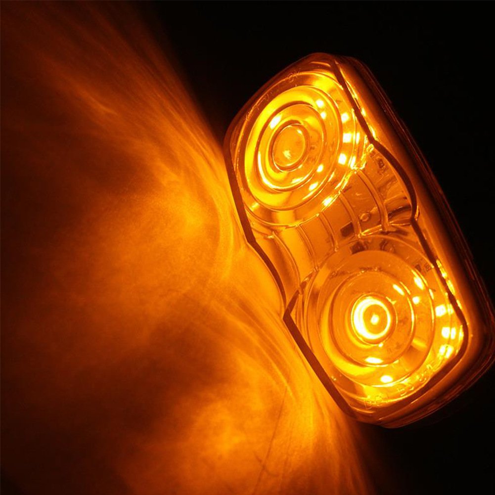 New Sun 2 Pcs Rv Trailer Marker Led Light, Bullseye/Tiger Eye/Double Bubble Clearance Light, 10 Amber Leds, 4X2 12V Rectangular