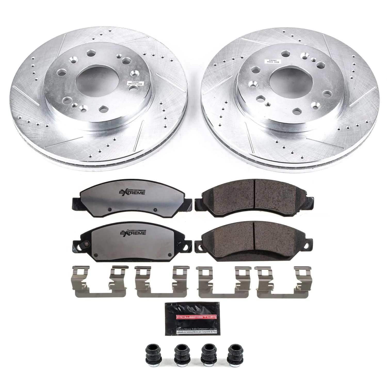 Power Stop K2067-36 Front Z36 Truck & Tow Brake Kit, Carbon Fiber Ceramic Brake Pads And Drilled And Slotted Brake Rotors For Escalade Chevy Silverado 1500 Gmc Sierra 1500 [Application Specific]