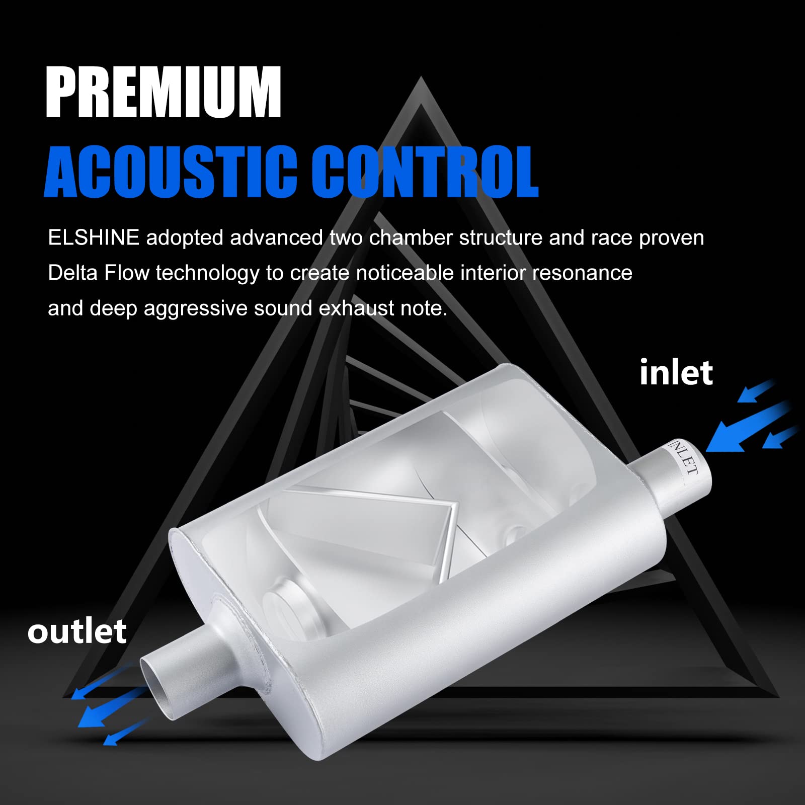 Universal Exhaust Muffler With Aggressive Sound, Anti-Corrosive Muffler, Chamber Performance Mufflers For Cars, Trucks(2'' Offse