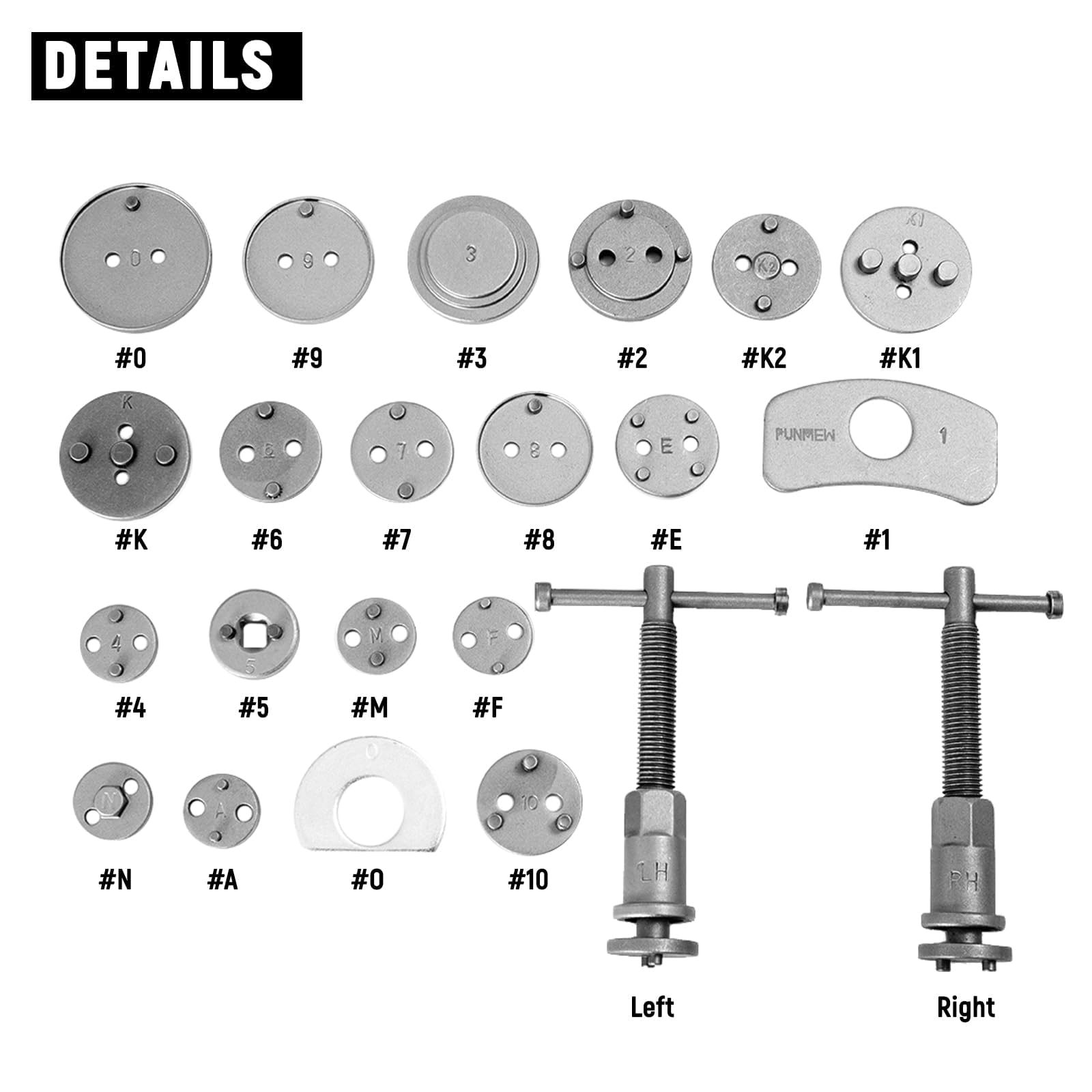 Punmew Brake Caliper Compression Tool 24-Piece Disc Brake Caliper Tool Set Caliper Piston Compressor Tool Fits Most American, Eu