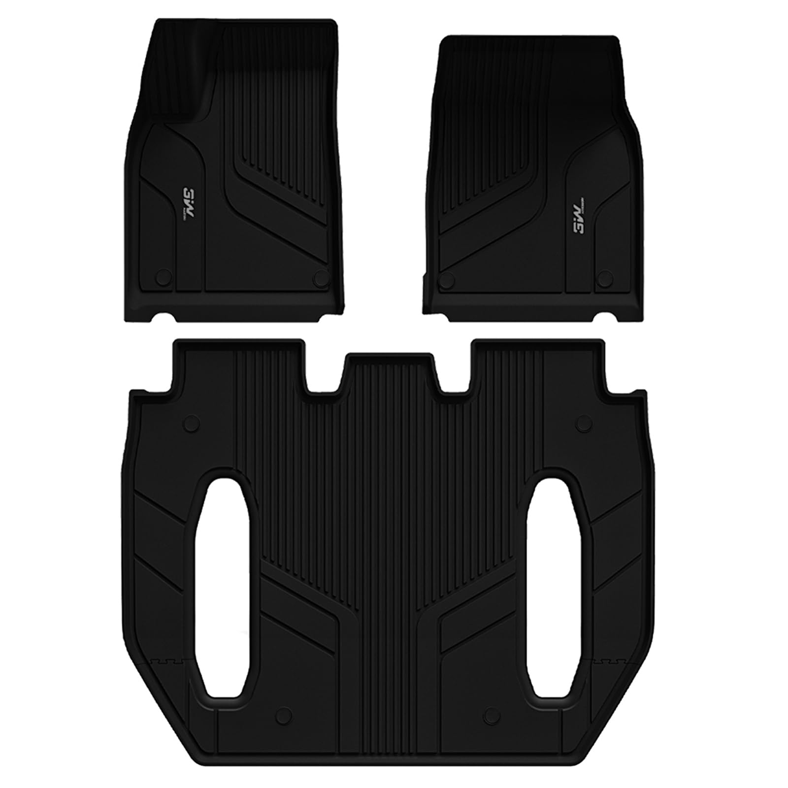 3W Floor Mats Fit For Tesla Model X 6 Seat 2022-2025 All Weather Tpe Custom Fit Floor Liners For 1-3 Rows Full Set Car Mats Blac