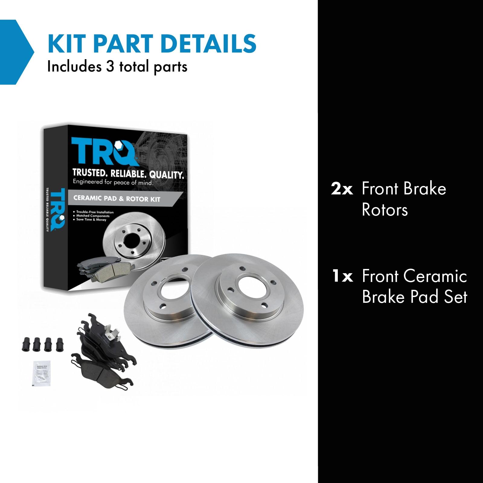 Trq Front Brake Pad & Rotor Kit Brake Pads Brake Rotor Ceramic Compatible With 2000-2004 Ford Focus