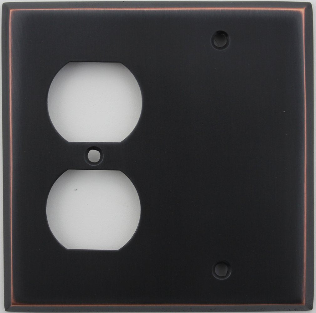 Classic Accents Oil Rubbed Bronze 2 Gang Switch Plate - 1 Duplex Outlet Opening 1 Blank