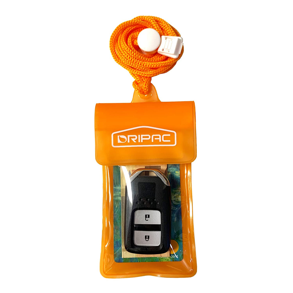 Dripac Waterproof Car Key Fob Case Waterproof Wallet Waterproof Holder Pouch For Key Id Badge Credit Card Money(Orange)